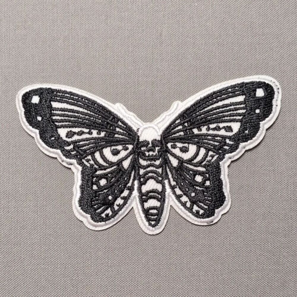Goth Butterfly Iron On Patch | Gothic Embroidered Patch